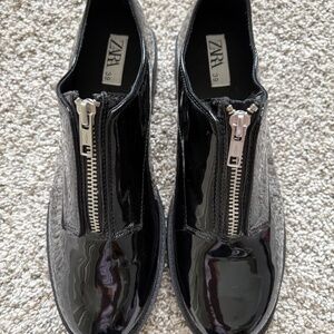 ZARA Women's Slip-On Zipper Shoes - Size 39 US 5-5.5